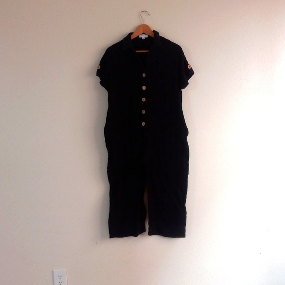 Mabel Black Button Up Romper Size M/L - Picture 2 of 5